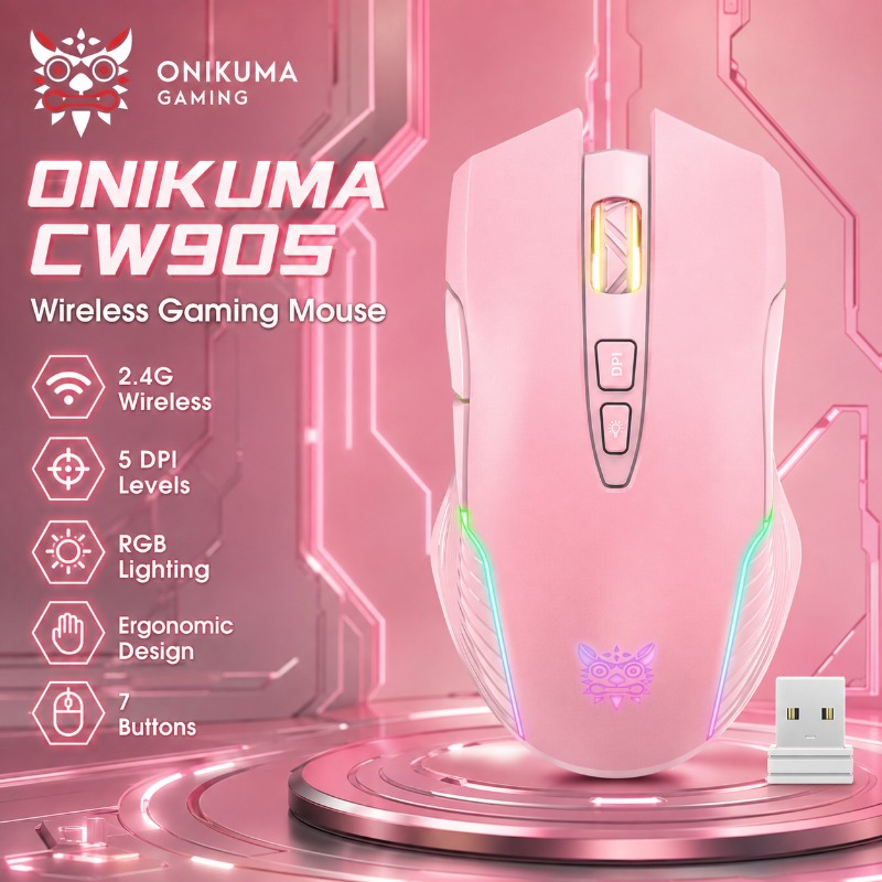 Mouse Gamer Sem Fio/Com Fio ON - Pc Gaming Pink avaliação e preço
